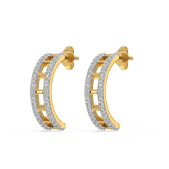Double Pleated - Lab Diamond Hoop Earrings