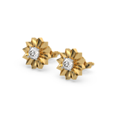 Golden Bloom - Lab Diamond Solitaire Stud Earrings