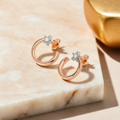 Star Rose - Lab Diamond Hoop Earrings