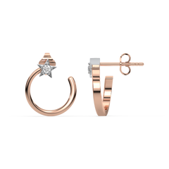 Star Rose - Lab Diamond Hoop Earrings