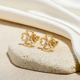 Clover Bezel - Lab Diamond Stud Earrings
