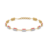 Red Enamel Accent - Lab Diamond Chrome Bracelet