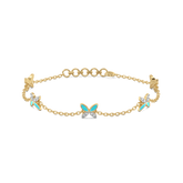 Turquoise Butterfly - Lab Diamond Station Bracelet