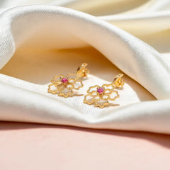 Crimson Bloom - Ruby Drops Earrings