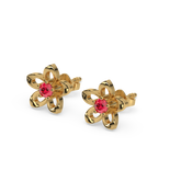 Crimson Bloom - Ruby Stud Earrings
