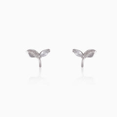 Silver Small Leaf Earrings