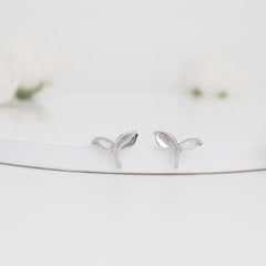 Silver Small Leaf Earrings