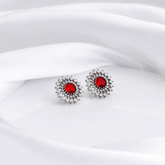 Silver Zircon Ruby Sunshine Studs