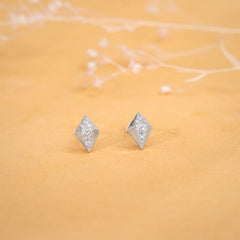 Silver Shiny Rhombus Studs