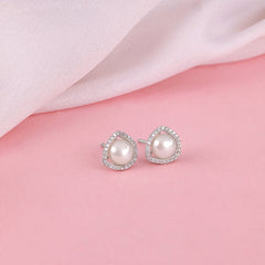 Silver Blush Pearl Earrings