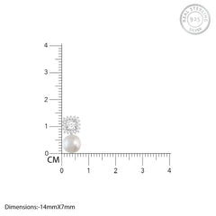 Silver Studded Drop Pearl Stud Earrings