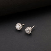 Silver Zircon Studded Elegant Stud Earrings