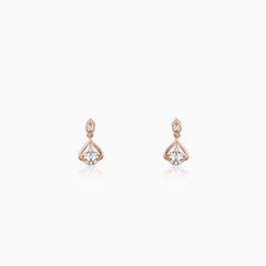 Rose Gold Cascade Leaf Diamond Earrings