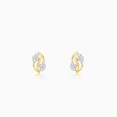 Gold Flower Weave Diamond Earrings