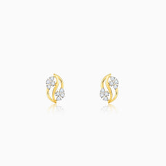 Gold Flower Weave Diamond Earrings