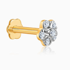 Gold Burst of Flower Diamond Nose Pin