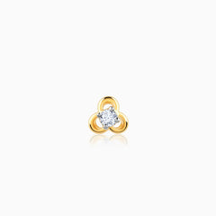 Gold Flourish Clover Diamond Nose Pin