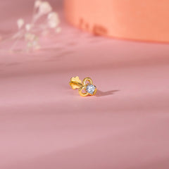Gold Flourish Clover Diamond Nose Pin