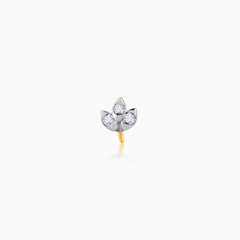 Gold Dazzling Leaf Diamond Nose Pin