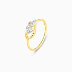Gold Lush Leaves Diamond Ring