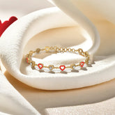 Red Heart - Lab Diamond Station Bracelet