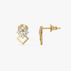 Mini Squares - Pure Gold Lab Diamond Stud Earrings
