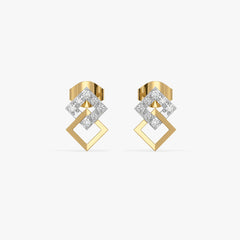 Mini Squares - Pure Gold Lab Diamond Stud Earrings