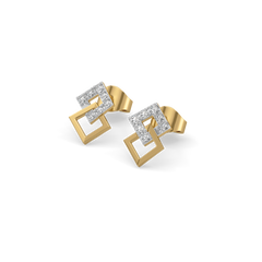 Mini Squares - Pure Gold Lab Diamond Stud Earrings