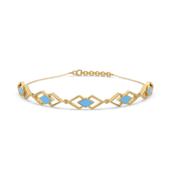 Icy Blue Enamel Geometric - 18kt Gold Vermeil Bracelet