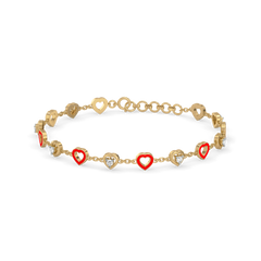 Red Heart - Lab Diamond Station Bracelet