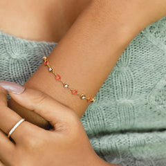Red Heart - Lab Diamond Station Bracelet