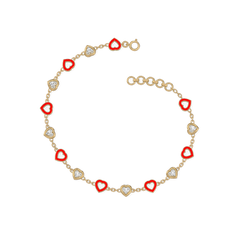 Red Heart - Lab Diamond Station Bracelet