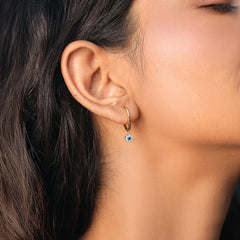 Evil Eye Huggies - Lab Diamond Earrings