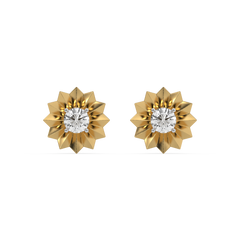 Golden Bloom - Lab Diamond Solitaire Stud Earrings