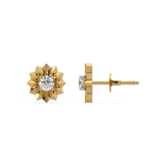 Golden Bloom - Lab Diamond Solitaire Stud Earrings
