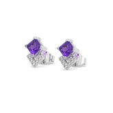 Regal Amethyst - Lab Diamond Stud Earrings