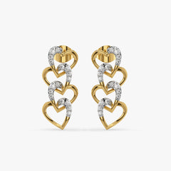 Linked Heart - Lab Diamond Drop Earrings