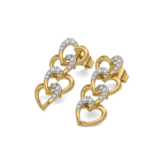 Linked Heart - Lab Diamond Drop Earrings