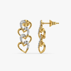 Linked Heart - Lab Diamond Drop Earrings
