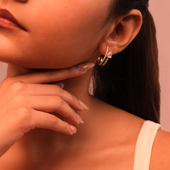 Soft Pearline - Pure Gold Lab Diamond Solitaire Hoop Earrings