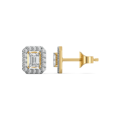 Lady in Emerald - Pure Gold Lab Diamond Solitaire Earrings