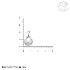 Silver Seashell Pearl Pendant with Link Chain