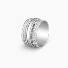Silver Multi Pattern Ring