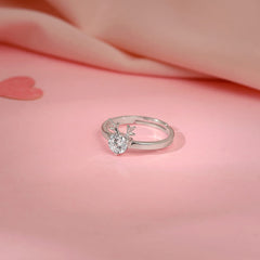 Silver Fawn Heart Ring