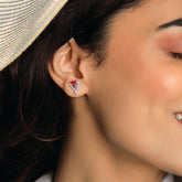 Triad Elegance - Lab Diamond & Ruby Stud Earrings