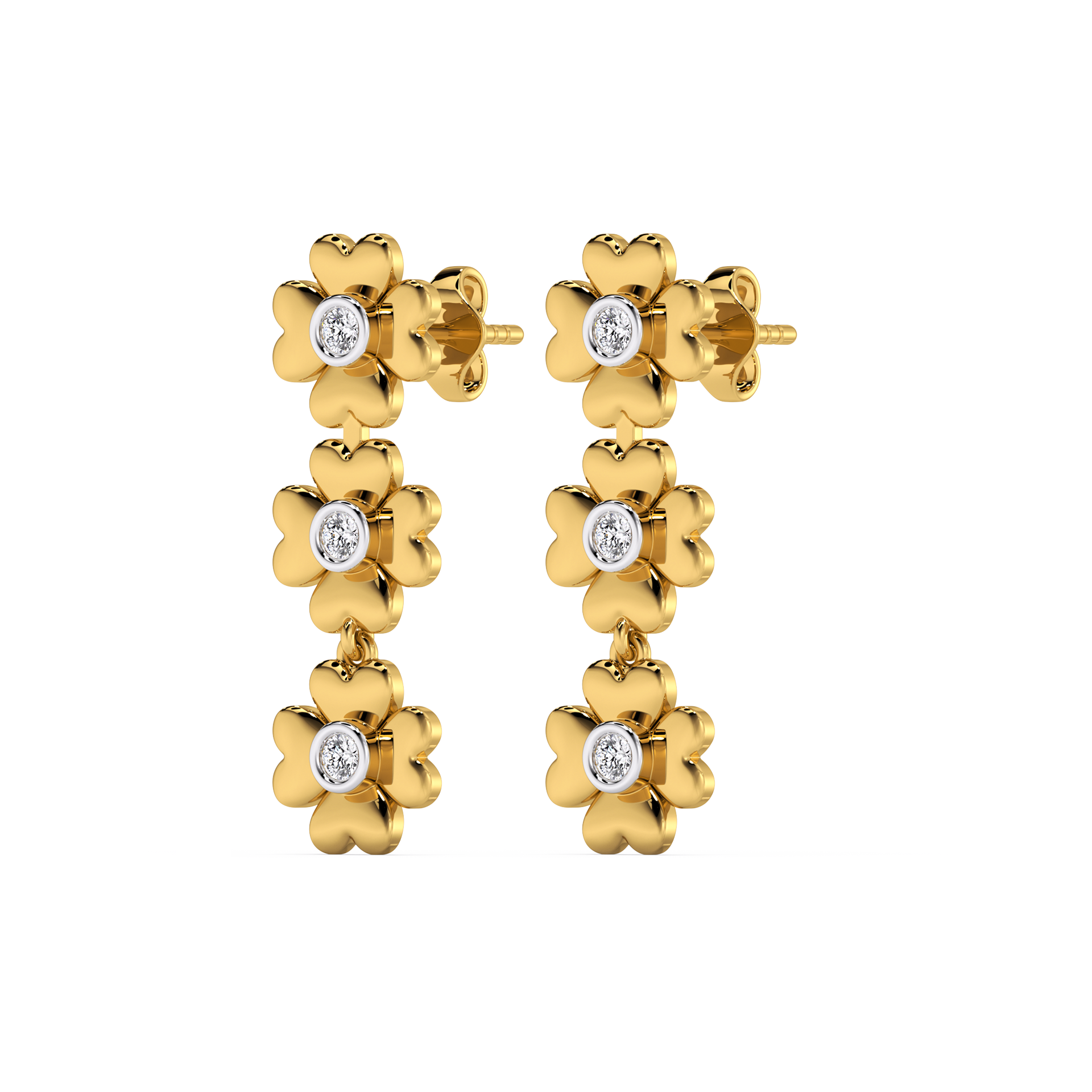 Golden Glow Petal - Lab Diamond Drop Earrings