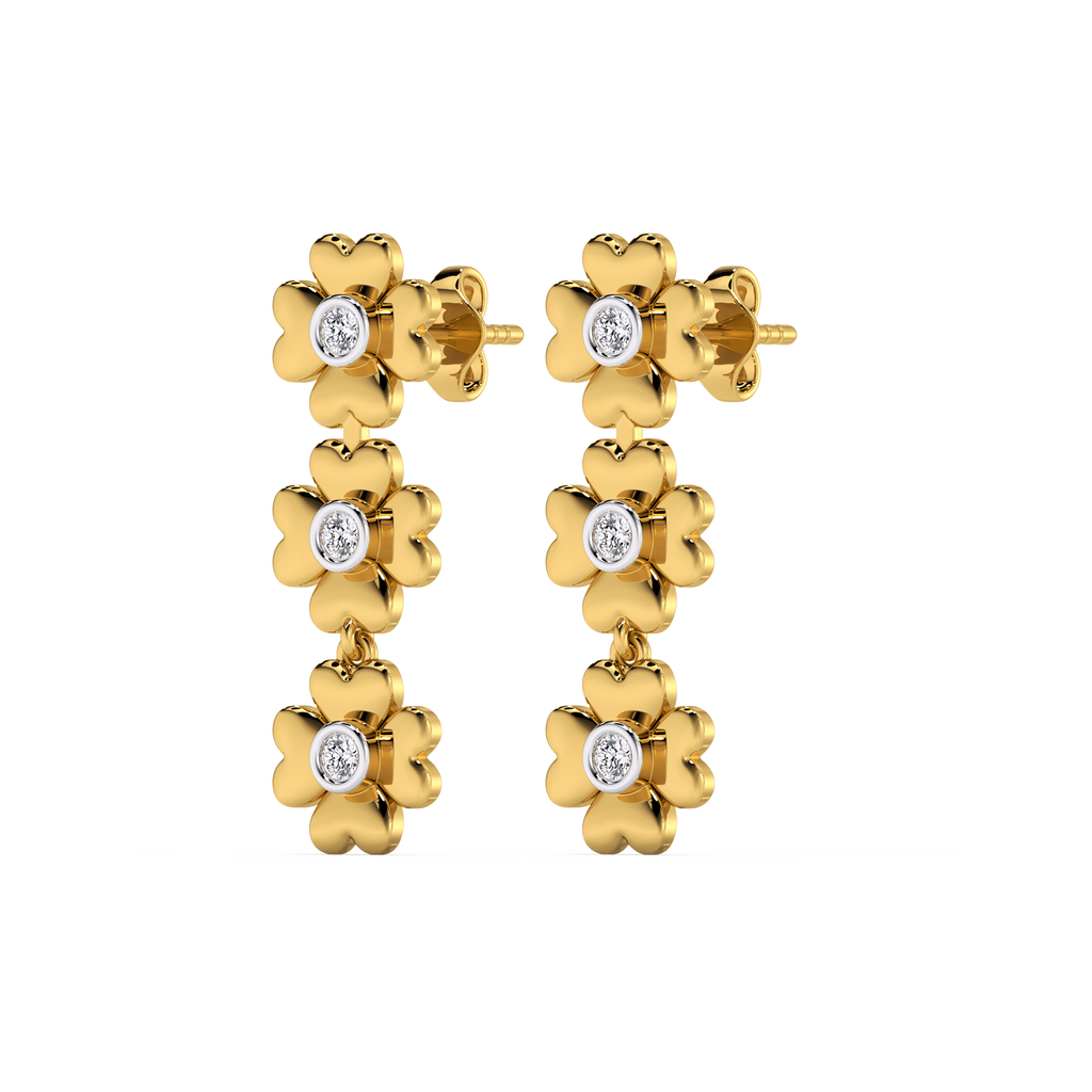 Golden Glow Petal - Lab Diamond Drop Earrings