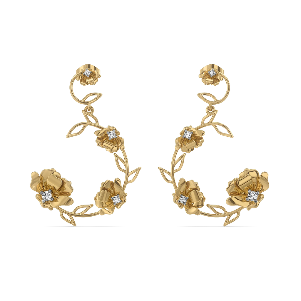 Floral Symphony - Lab Diamond Drop Earrings