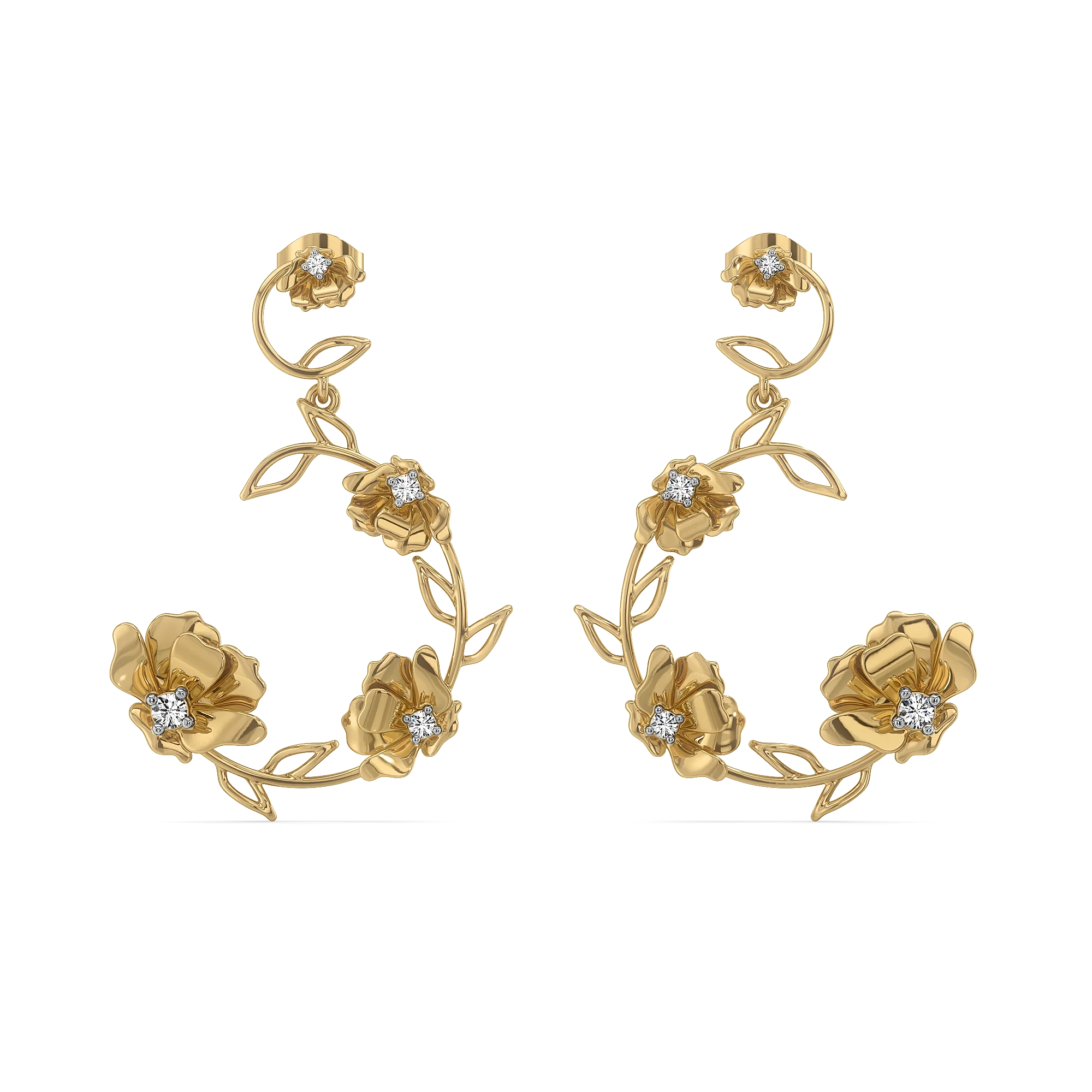 Floral Symphony - Lab Diamond Drop Earrings
