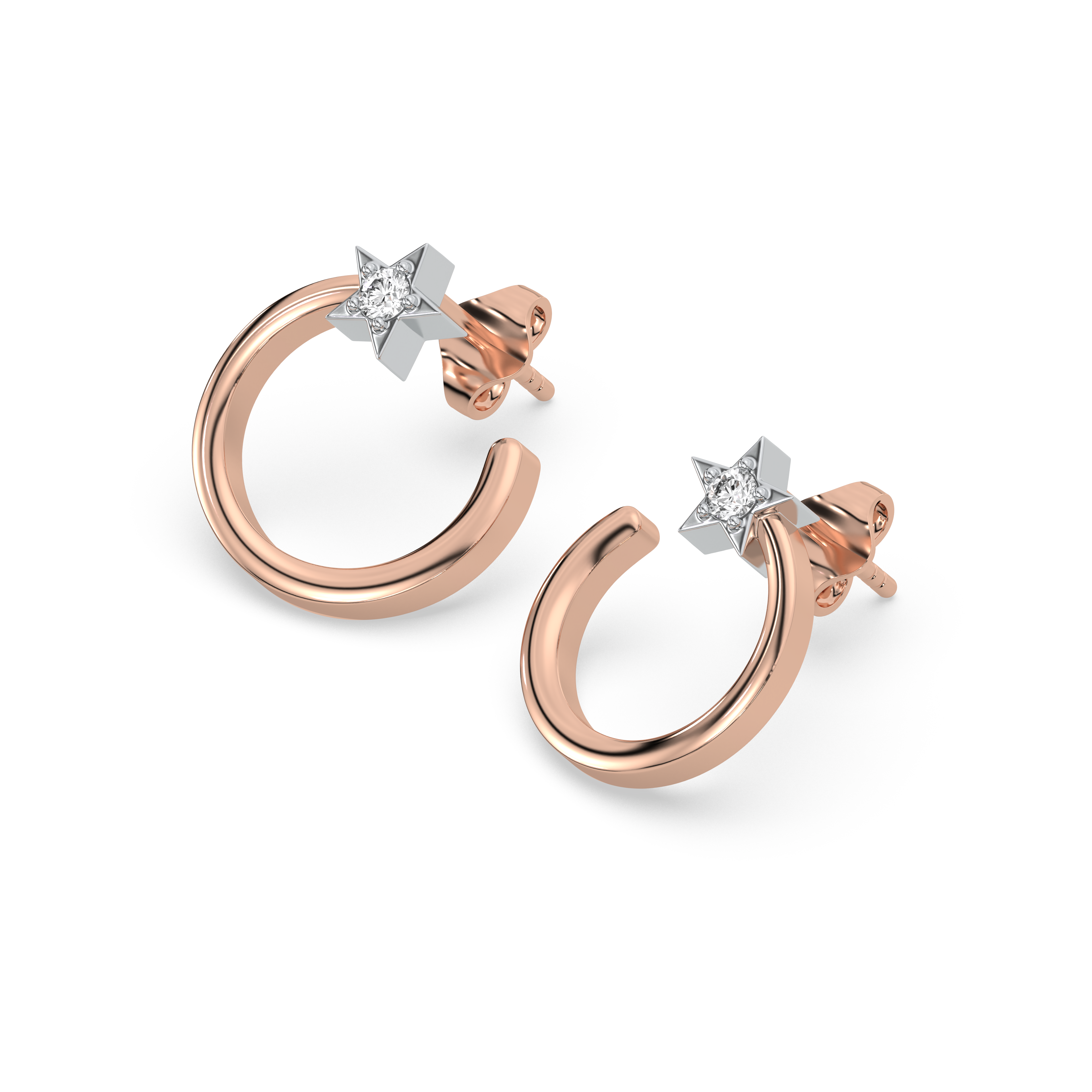 Star Rose - Lab Diamond Hoop Earrings